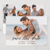 Eenvoudig Elegant 4 Foto Wedding Save the Date (Voorkant / Achterkant)