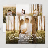 Eenvoudig Elegant 4 Foto Wedding Save The Date (Voorkant / Achterkant)