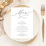 Eenvoudig Elegant 5x7 Bruiloft Diner Voedsel Menu<br><div class="desc">Zet de tafel met stijl met behulp van deze Simple Elegant 5x7 Wedding Dinner Food Menu Kaarten. Met minimalistische zwart-wit kalligrafie, zijn ze de perfecte touch voor elke bruiloft receptie. Elke kaart is een smaakvolle gids door uw zorgvuldig geselecteerde huwelijksdiner menu, van de smakelijke starter tot het heerlijke dessert. Ontworpen...</div>