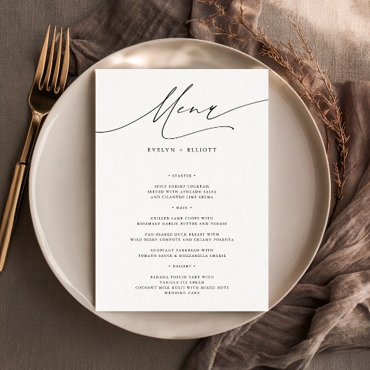 Eenvoudig Elegant 5x7" Huwelijksdiner Menu Sjabloo Kaart