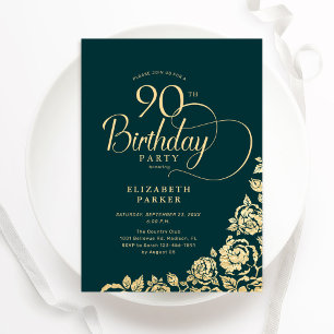 Eenvoudig Elegant 90ste Verjaardag Emerald Green G Kaart