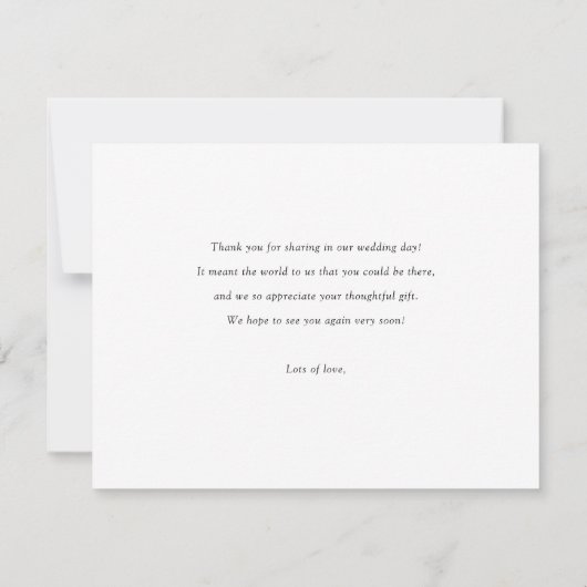 Eenvoudig Elegant, aangepast fotohuwelijk Bedankkaart (Achterkant)