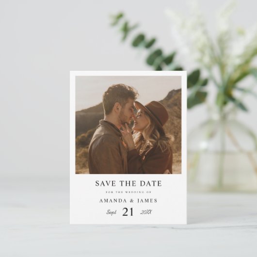 Eenvoudig Elegant Aangepast fotohuwelijk sparen de Uitnodiging Briefkaart (Staand voorkant)