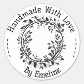Eenvoudig, elegant, aangepast 'handgemaakt met lie ronde sticker (Voorkant)