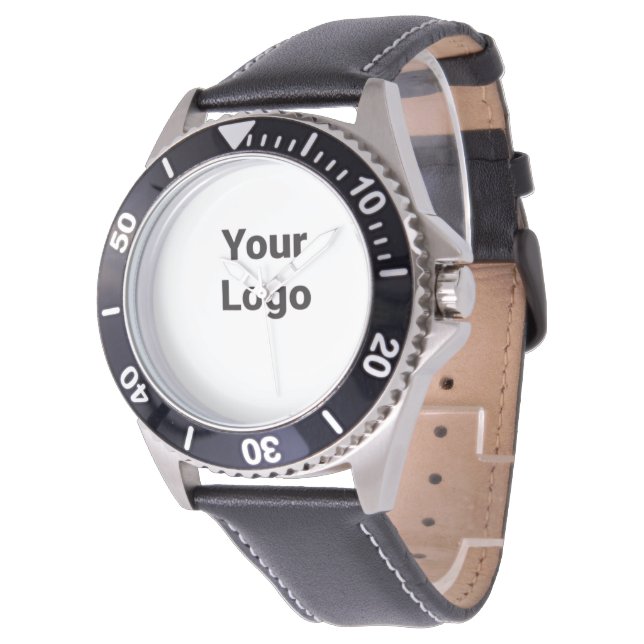 Eenvoudig elegant aangepast logo hier bedrijf horloge (Gekanteld)