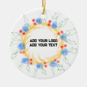 Eenvoudig elegant aangepast logo hier bedrijf keramisch ornament (Voorkant)