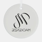 Eenvoudig Elegant Aangepast monogram Aangepaste Na Glas Ornament (Achterkant)