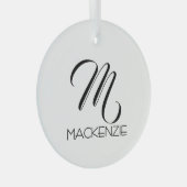 Eenvoudig Elegant Aangepast monogram Aangepaste Na Glas Ornament (Voorkant Rechts)