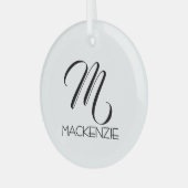 Eenvoudig Elegant Aangepast monogram Aangepaste Na Glas Ornament (Voorkant links)