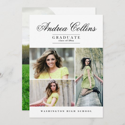 Eenvoudig & Elegant Afstuderen, Afstuderen aankond Kaart (Voorkant / Achterkant)