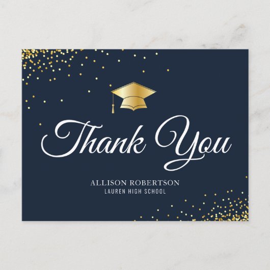Eenvoudig elegant afstuderen dank u briefkaart (Voorkant)