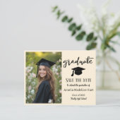 Eenvoudig elegant Afstuderen | De datumfoto opslaa Briefkaart (Staand voorkant)