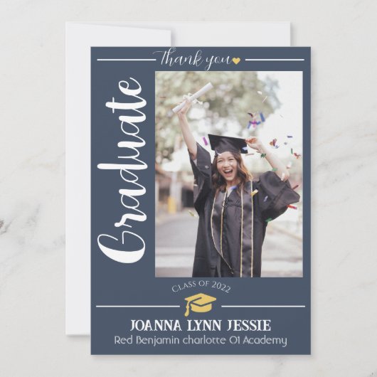 Eenvoudig Elegant Afstuderen goud Pet Bedankt Scri (Voorkant)