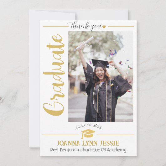 Eenvoudig Elegant Afstuderen goud Pet Bedankt Scri (Voorkant)