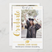 Eenvoudig Elegant Afstuderen goud Pet Bedankt Scri (Voorkant / Achterkant)