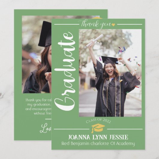 Eenvoudig Elegant Afstuderen goud Pet Bedankt Scri (Voorkant / Achterkant)