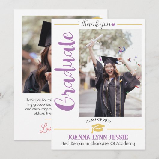 Eenvoudig Elegant Afstuderen goud Pet Bedankt Scri (Voorkant / Achterkant)