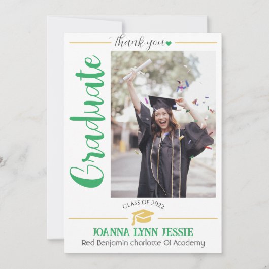 Eenvoudig Elegant Afstuderen goud Pet Bedankt Scri (Voorkant)