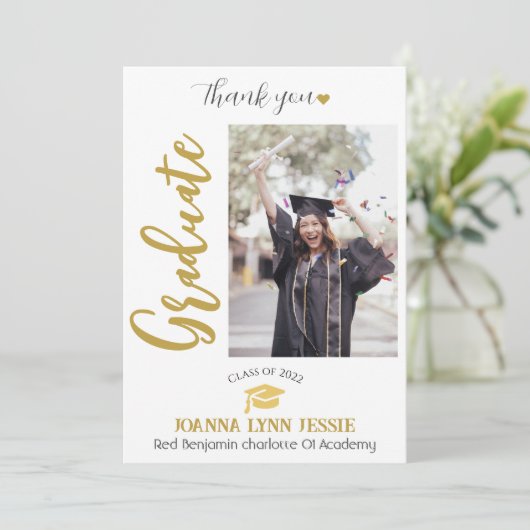 Eenvoudig Elegant Afstuderen gouden Pet Bedankt Sc (Staand voorkant)