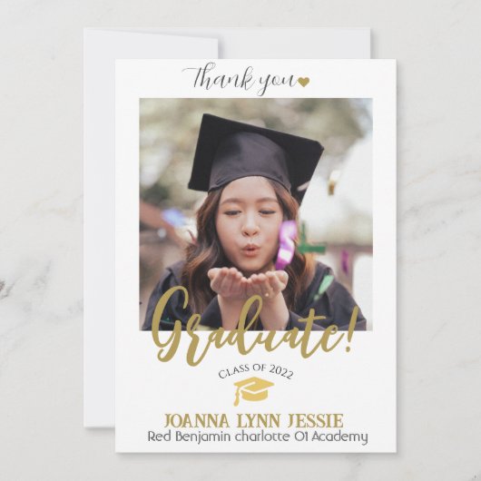 Eenvoudig Elegant Afstuderen gouden Pet Bedankt Sc (Voorkant)