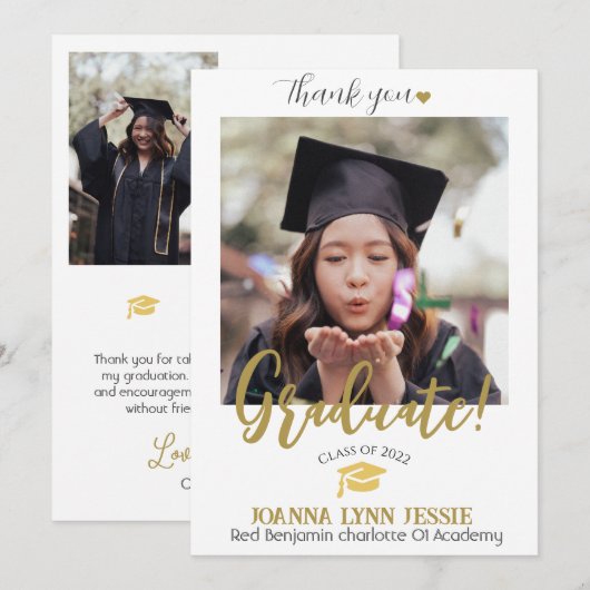 Eenvoudig Elegant Afstuderen gouden Pet Bedankt Sc (Voorkant / Achterkant)