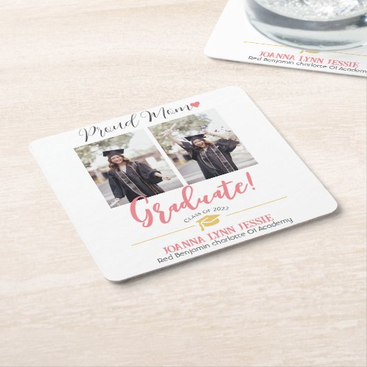 Eenvoudig Elegant Afstuderen gouden Pet Bedankt Sc Kartonnen Onderzetters (Schuin)