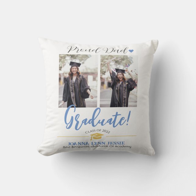 Eenvoudig Elegant Afstuderen gouden Pet Bedankt Sc Kussen (Voorkant)