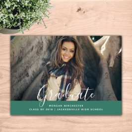 Eenvoudig Elegant Afstuderen Invite | Groen Kaart