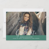 Eenvoudig Elegant Afstuderen Invite | Groen Kaart (Voorkant)