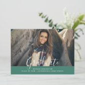 Eenvoudig Elegant Afstuderen Invite | Groen Kaart (Staand voorkant)