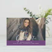 Eenvoudig Elegant Afstuderen Invite | PAARSE Kaart (Staand voorkant)