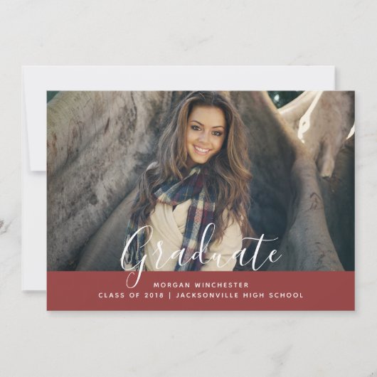 Eenvoudig elegant Afstuderen uitnodigen | Bourgogn Kaart (Voorkant)