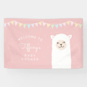 Eenvoudig Elegant Alpaca Llama Baby shower Welkom Spandoek (Horizontaal)