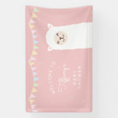 Eenvoudig Elegant Alpaca Llama Baby shower Welkom Spandoek (Verticaal)