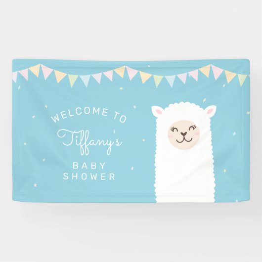 Eenvoudig Elegant Alpaca Llama Baby shower Welkom Spandoek (Horizontaal)