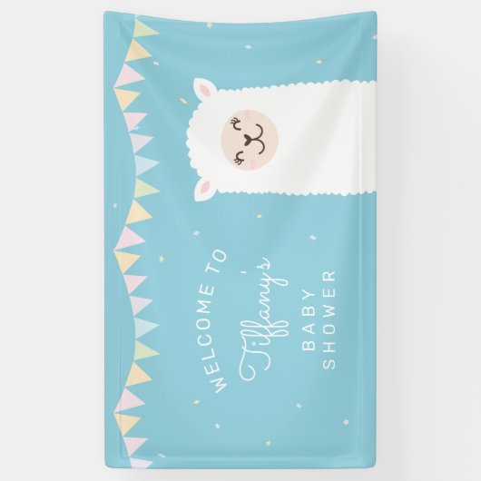 Eenvoudig Elegant Alpaca Llama Baby shower Welkom Spandoek (Verticaal)