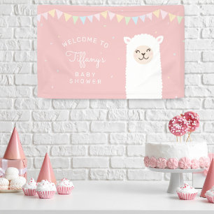 Eenvoudig Elegant Alpaca Llama Baby shower Welkom Spandoek