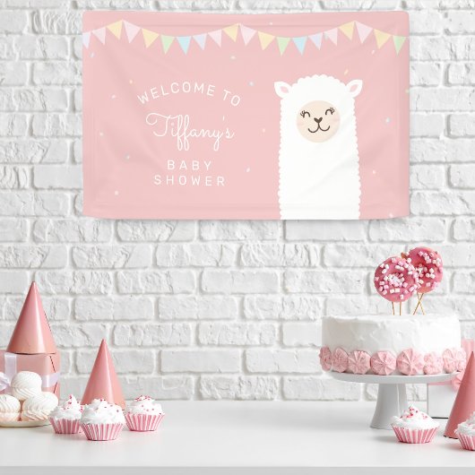 Eenvoudig Elegant Alpaca Llama Baby shower Welkom Spandoek