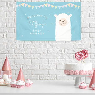 Eenvoudig Elegant Alpaca Llama Baby shower Welkom Spandoek