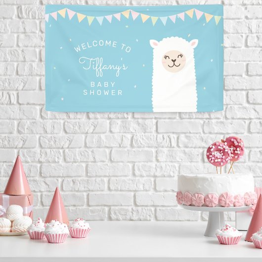 Eenvoudig Elegant Alpaca Llama Baby shower Welkom Spandoek