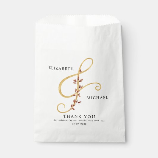 Eenvoudig elegant Ampersand Botanical Fall Wedding Bedankzakje (Voorkant)