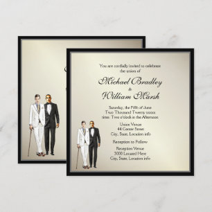 Eenvoudig elegant Antiek Gold Wedding Invite Kaart
