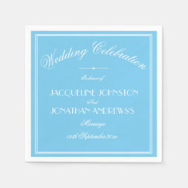 Eenvoudig Elegant Aqua Blauwe & Witte Scriptie Bru Servet