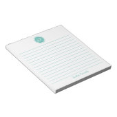 Eenvoudig Elegant Aqua Lined Monogram Notitieblok (Schuin)