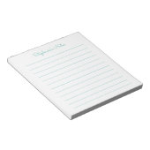 Eenvoudig Elegant Aqua Lined Personalized Notitieblok (Schuin)