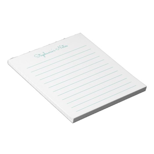 Eenvoudig Elegant Aqua Lined Personalized Notitieblok (Schuin)