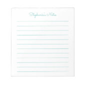 Eenvoudig Elegant Aqua Lined Personalized Notitieblok (Voorkant)