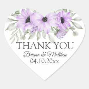 Eenvoudig Elegant Aquarel Paarse Bloemen Hart Sticker