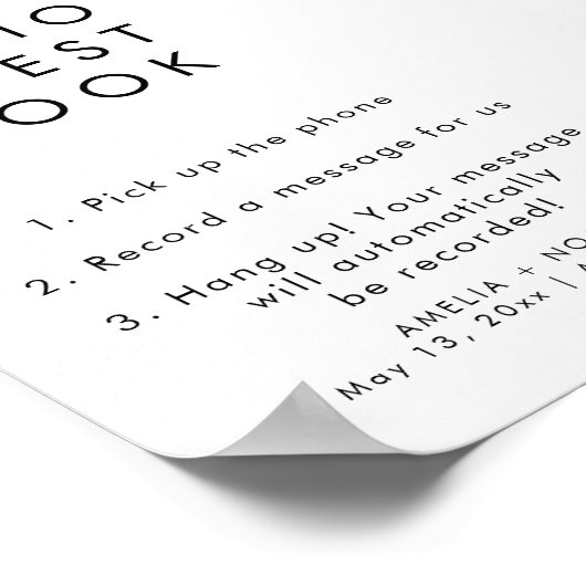 Eenvoudig Elegant Audio Gastenboek Trouwbord Poster (Hoek)