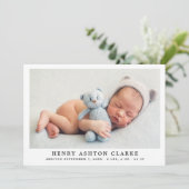Eenvoudig Elegant Baby Boy Foto Collage Birth Aankondiging (Staand voorkant)